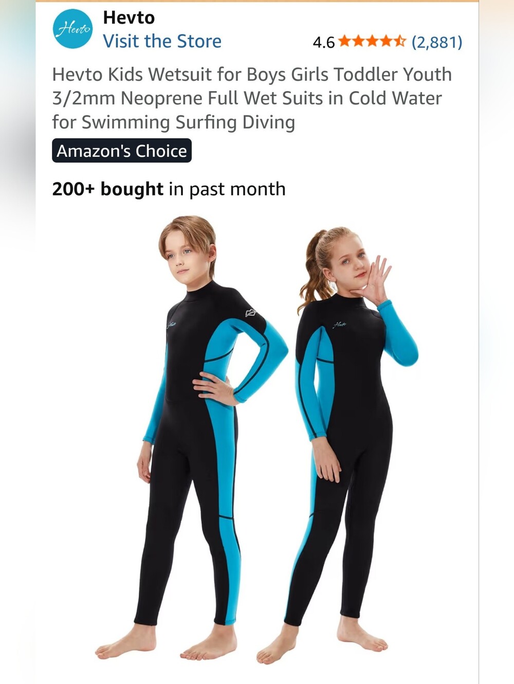 Hevto Women's One-Piece Swim Suit - Black & Teal Long Sleeve